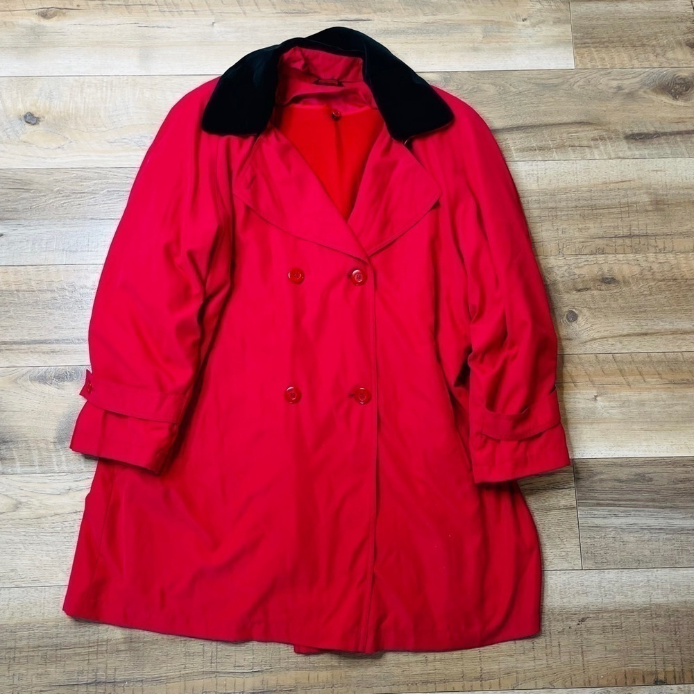 UTEX Design Vintage Red Double Breasted Velvet Collar Coat Size Large